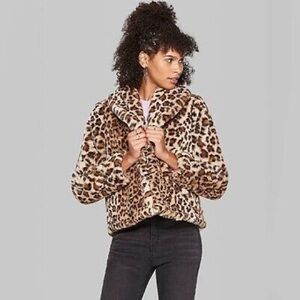 Wild Fable Leopard Print Teddy Jacket